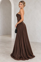 Elegant Chiffon A Line Sweetheart Strapless Zipper Back Long Prom Dress