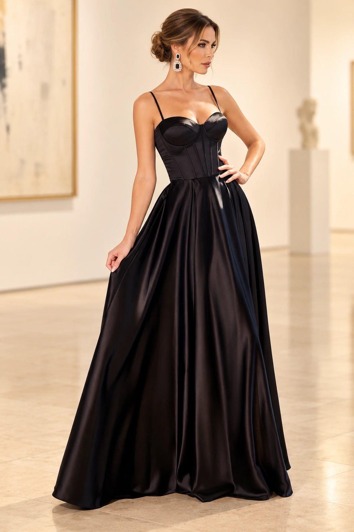 Romantic Satin Look A Line Sweetheart Spaghetti Strap Prom Dress