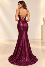 Elegant Satin Mermaid Sweetheart Sleeveless Lace-Up Floor-Length Prom Dress