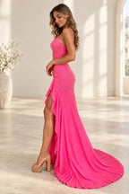 Glamorous Sequin Mermaid Sweetheart Spaghetti Strap Lace Up Back Long Prom Dress