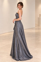 Elegant Chiffon A-Line Sweetheart Strapless Zipper Back Long Evening Dress
