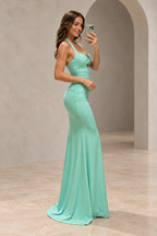 Elegant Satin Mermaid Sweetheart Sleeveless Zipper-Back Floor-Length Evening Dress
