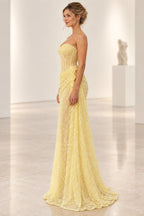 Romantic Lace Mermaid Sweetheart Strapless Structured Back Long Prom Dress