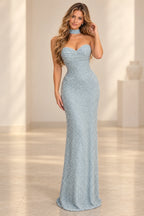 Elegant Sequin Sheath Sweetheart Sleeveless Low Back Long Evening Dress