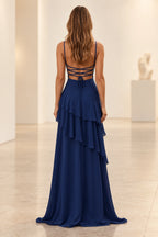 Romantic Chiffon A-Line Sweetheart Sleeveless Lace-Up Floor-Length Prom Dress