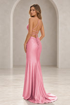 Elegant Sequin Mermaid V-Neck Spaghetti Strap Crisscross Back Long Prom Dress