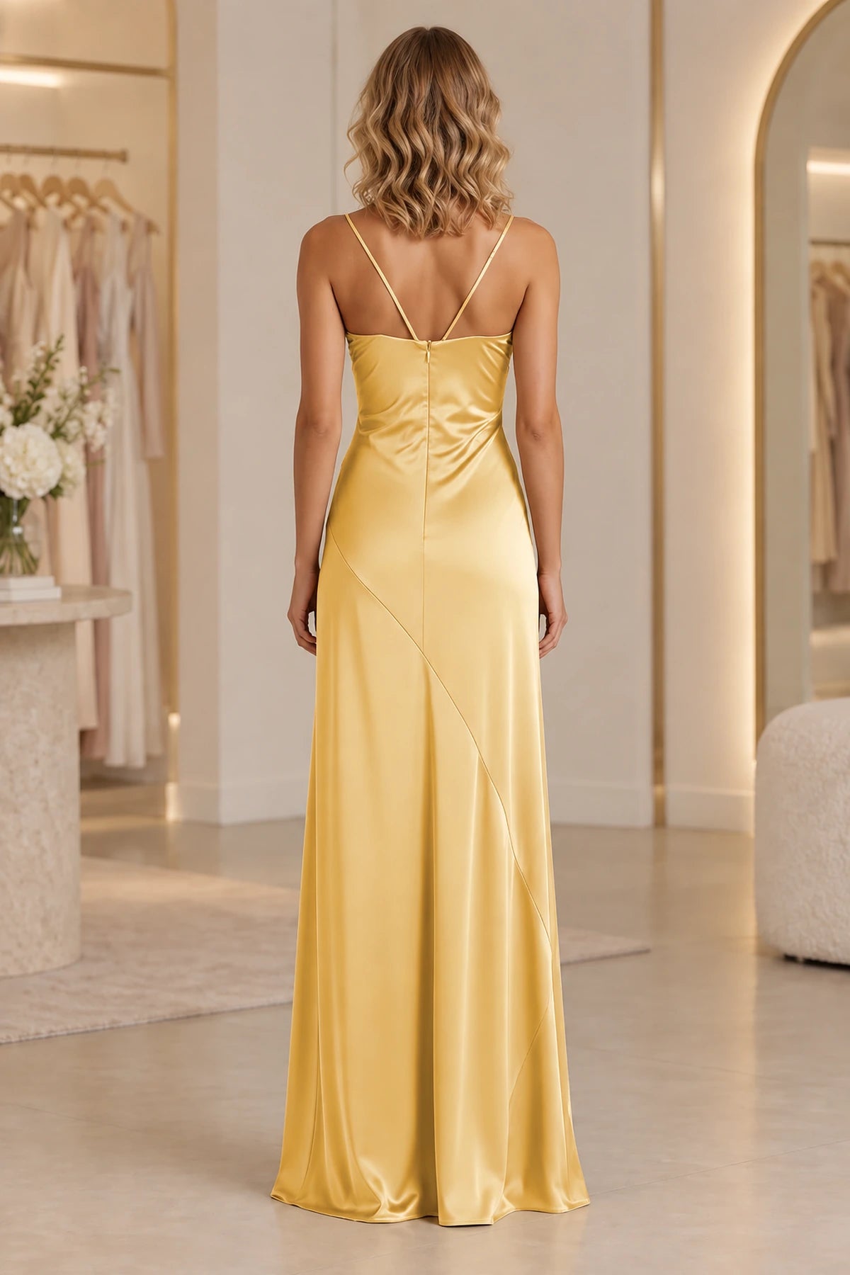 Elegant Satin Sheath Sweetheart Spaghetti Strap Zipper Back Long Prom Dress