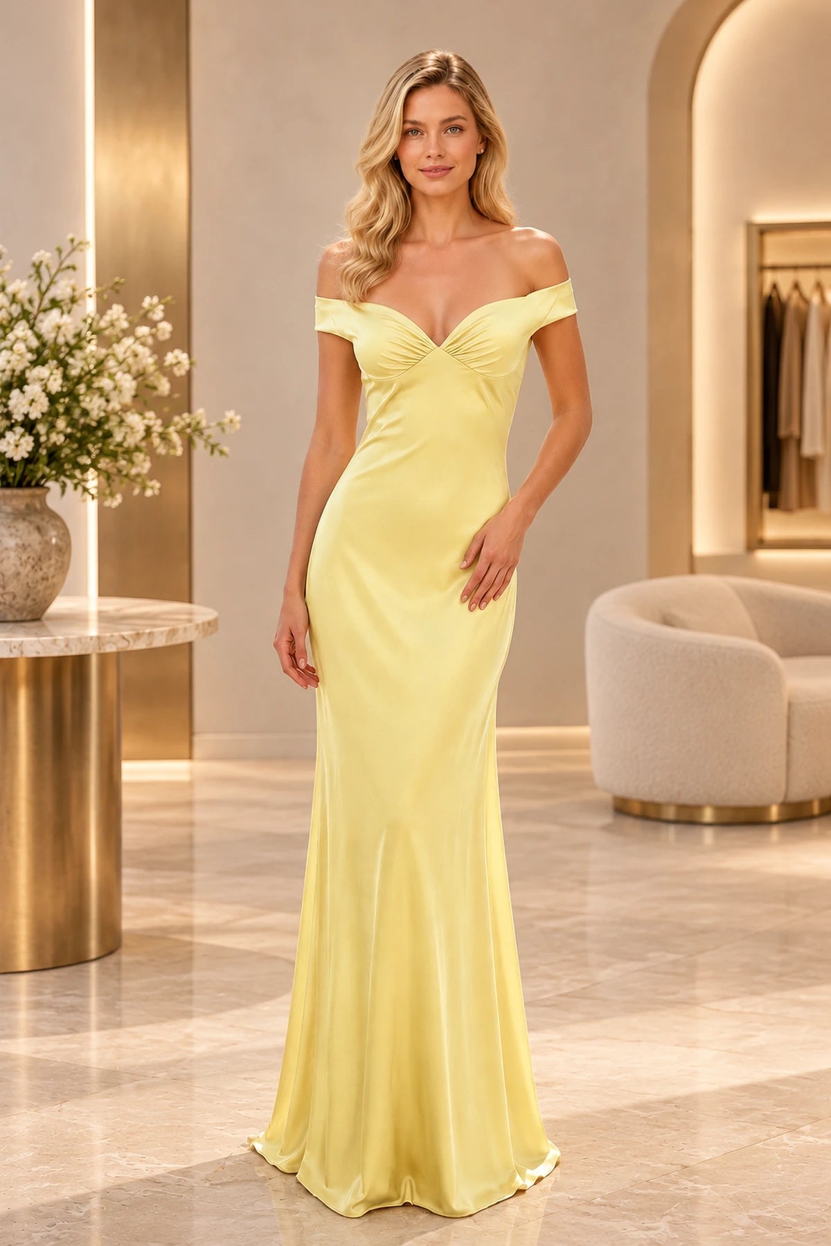 Elegant Satin Sheath Sweetheart Cap-Sleeve Cutout-Back Floor-Length Prom  Dress