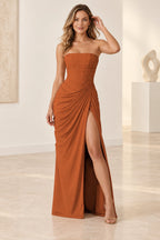 Chic Sheath Strapless Sleeveless Lace Up Back Floor Length Bridesmaid Dress