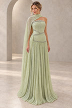Elegant Chiffon A Line Strapless Cape Back Floor Length Prom Dress