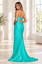 Elegant Satin Mermaid Sweetheart Sleeveless Cutout Back Floor-Length Prom Dress
