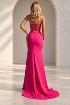 Striking Mermaid Straight Neck Strapless Crisscross Back Floor Length Prom Dress