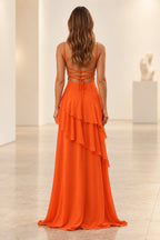 Romantic Chiffon A-Line Sweetheart Sleeveless Lace-Up Floor-Length Prom Dress