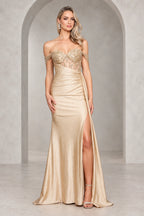 Romantic Satin Look Sheath Sweetheart Off Shoulder Long Prom Dress