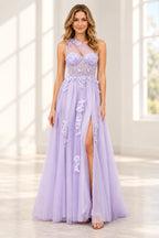 Romantic Tulle A Line Sweetheart One Shoulder Floral Long Prom Dress