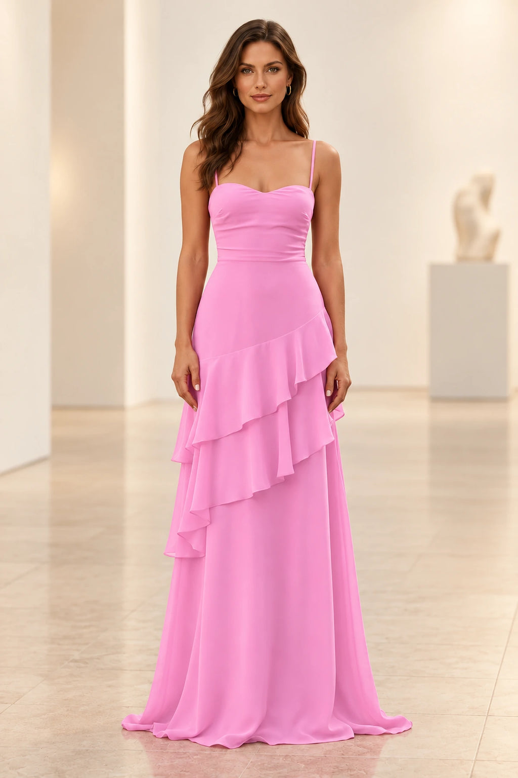 Romantic Chiffon A-Line Sweetheart Sleeveless Lace-Up Floor-Length Prom Dress