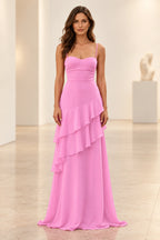 Romantic Chiffon A-Line Sweetheart Sleeveless Lace-Up Floor-Length Prom Dress