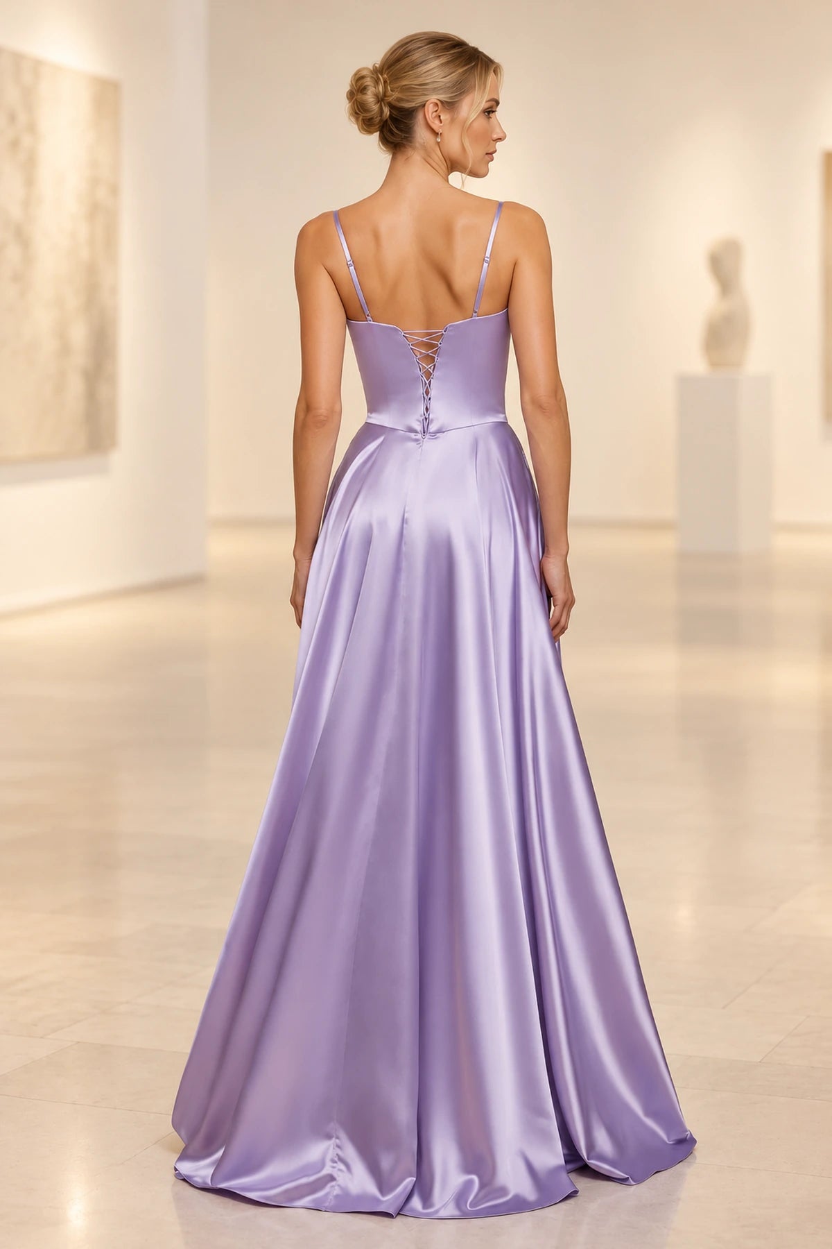 Romantic Satin Look A Line Sweetheart Spaghetti Strap Prom Dress
