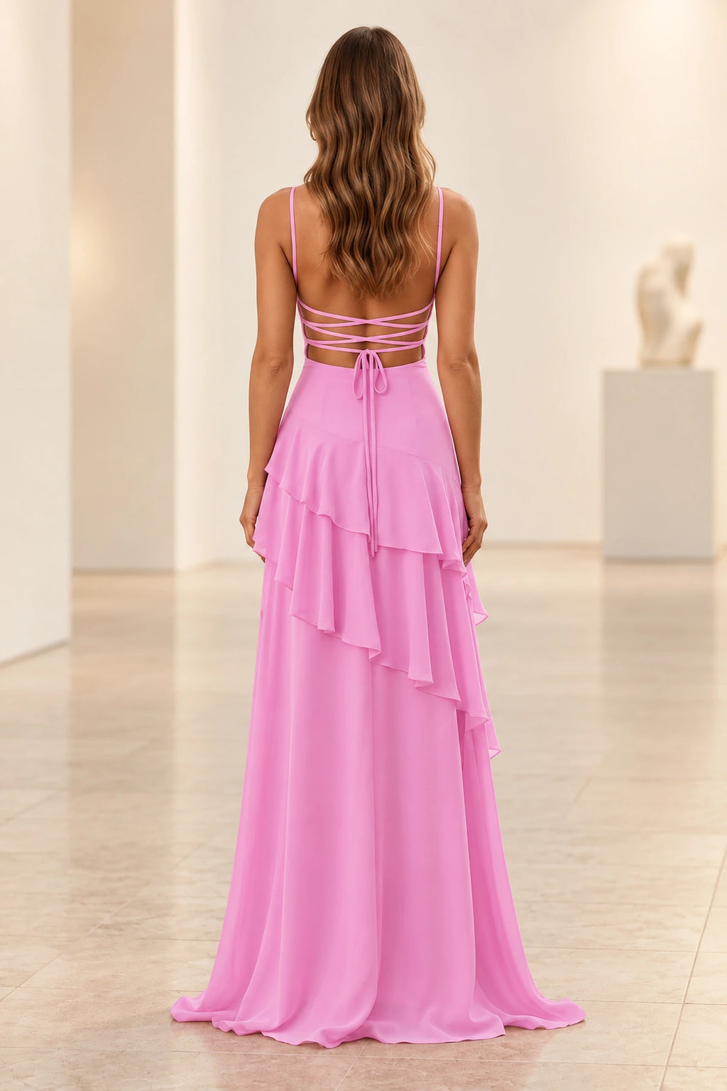 Romantic Chiffon A-Line Sweetheart Sleeveless Lace-Up Floor-Length Prom Dress