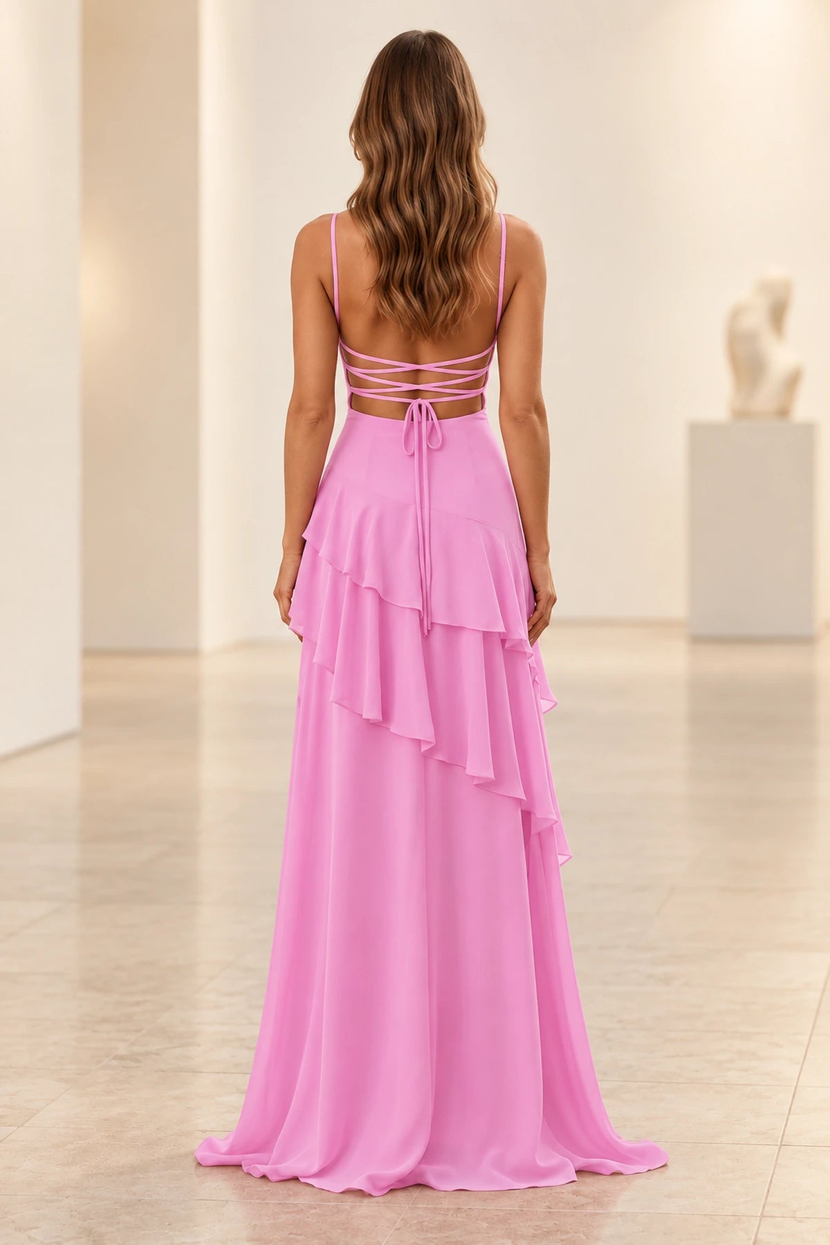 Romantic Chiffon A-Line Sweetheart Sleeveless Lace-Up Floor-Length Prom Dress