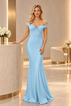 Elegant Satin Sheath Sweetheart Cap-Sleeve Cutout-Back Floor-Length Prom  Dress
