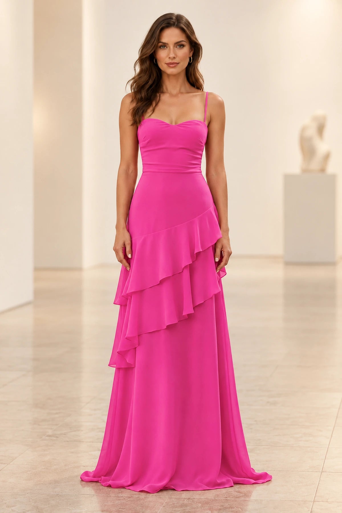 Romantic Chiffon A-Line Sweetheart Sleeveless Lace-Up Floor-Length Prom Dress