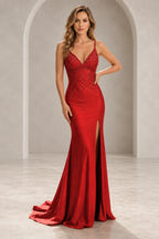 Elegant Sequin Mermaid V-Neck Spaghetti Strap Crisscross Back Long Prom Dress