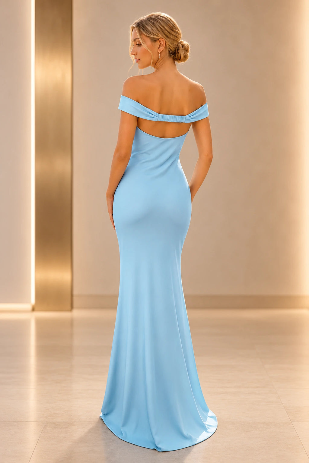 Elegant Satin Sheath Sweetheart Cap-Sleeve Cutout-Back Floor-Length Prom  Dress