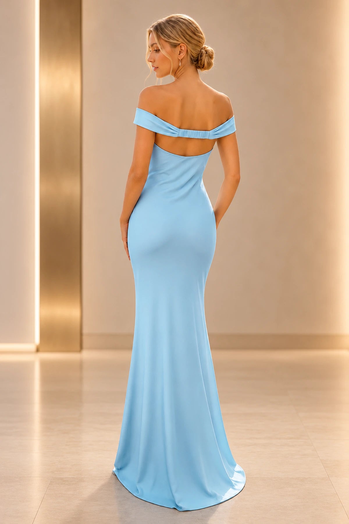 Elegant Satin Sheath Sweetheart Cap-Sleeve Cutout-Back Floor-Length Prom  Dress