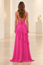 Romantic Chiffon A-Line Sweetheart Sleeveless Lace-Up Floor-Length Prom Dress