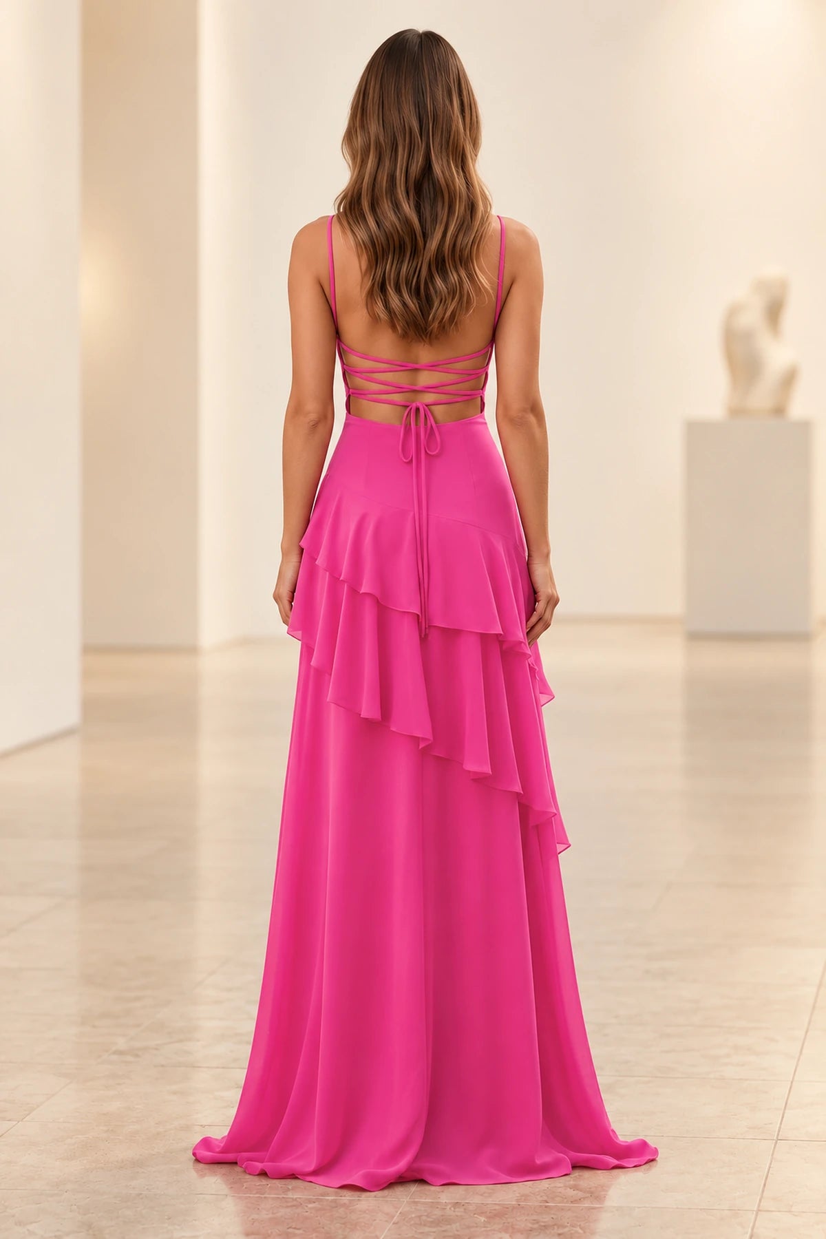 Romantic Chiffon A-Line Sweetheart Sleeveless Lace-Up Floor-Length Prom Dress