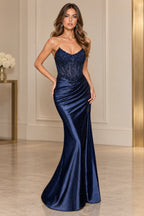 Glamorous Glitter Mermaid Sweetheart Sleeveless Floor-Length Slit Prom Dress