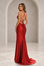 Elegant Sequin Mermaid V-Neck Spaghetti Strap Crisscross Back Long Prom Dress