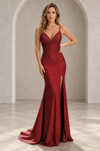 Elegant Sequin Mermaid V-Neck Spaghetti Strap Crisscross Back Long Prom Dress