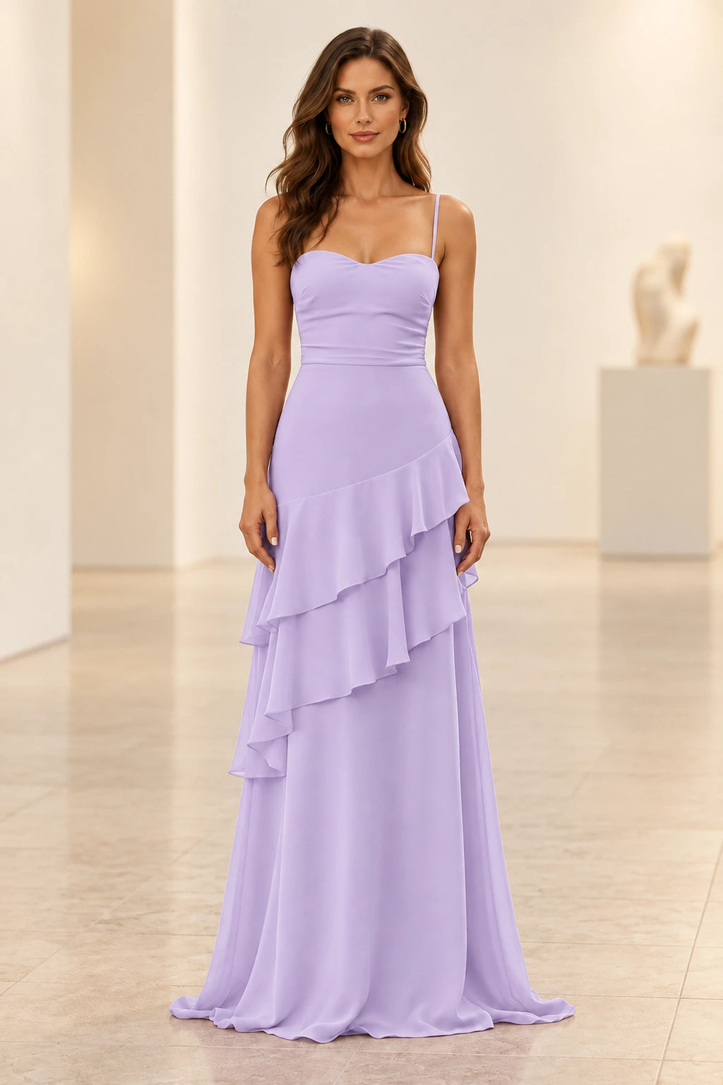 Romantic Chiffon A-Line Sweetheart Sleeveless Lace-Up Floor-Length Prom Dress