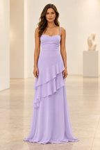 Romantic Chiffon A-Line Sweetheart Sleeveless Lace-Up Floor-Length Prom Dress