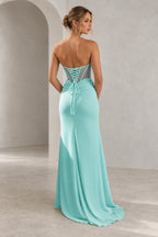 Elegant Chiffon Mermaid Sweetheart Strapless Cutout Lace-Up Back Prom Dress