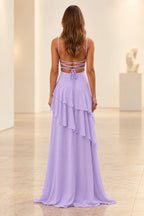 Romantic Chiffon A-Line Sweetheart Sleeveless Lace-Up Floor-Length Prom Dress