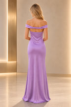 Elegant Satin Sheath Sweetheart Cap-Sleeve Cutout-Back Floor-Length Prom  Dress