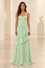 Romantic Chiffon A-Line Sweetheart Sleeveless Lace-Up Floor-Length Prom Dress