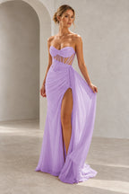 Elegant Chiffon Mermaid Sweetheart Strapless Cutout Lace-Up Back Prom Dress