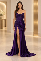 Striking Sheath Scoop Neck Strapless Lace Up Floor Length Prom Dress