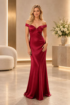 Elegant Satin Sheath Sweetheart Cap-Sleeve Cutout-Back Floor-Length Prom  Dress