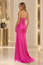 Elegant Satin Mermaid Sweetheart Strapless Corset Lace-Up Back Long Prom Dress