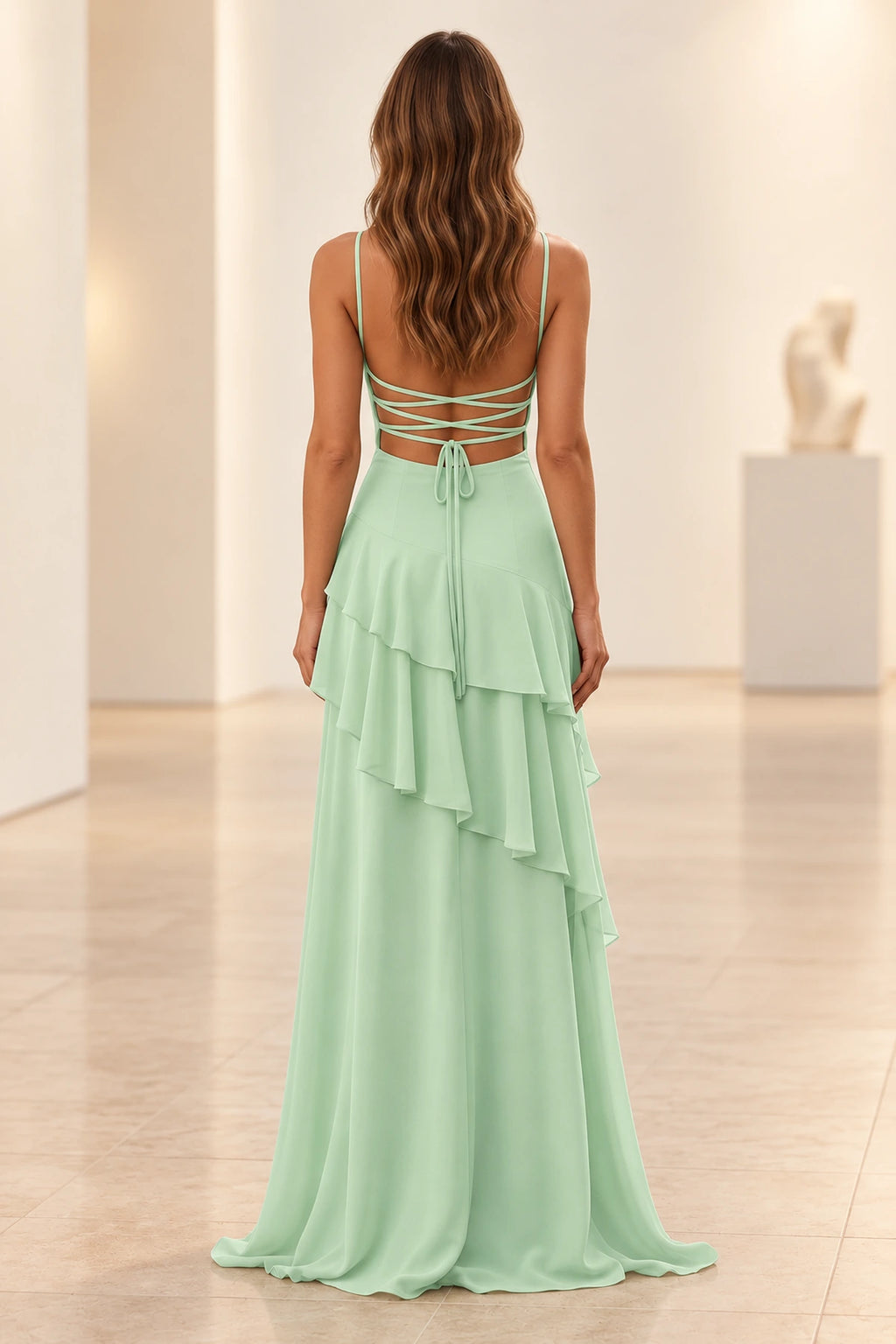 Romantic Chiffon A-Line Sweetheart Sleeveless Lace-Up Floor-Length Prom Dress