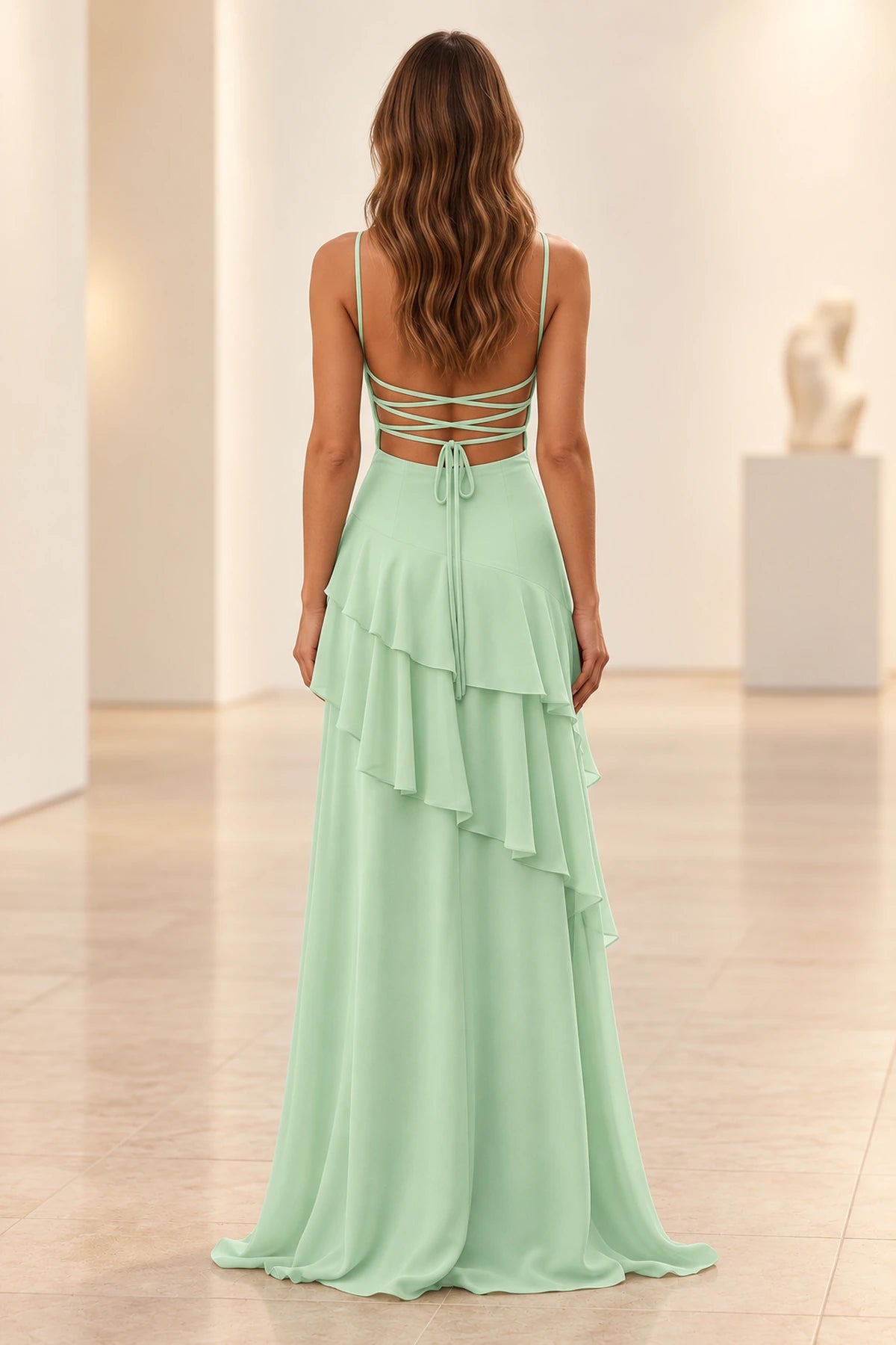 Romantic Chiffon A-Line Sweetheart Sleeveless Lace-Up Floor-Length Prom Dress