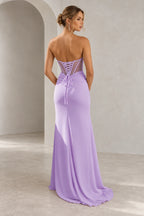 Elegant Chiffon Mermaid Sweetheart Strapless Cutout Lace-Up Back Prom Dress