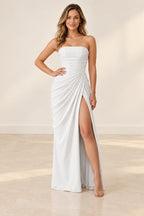 Chic Sheath Strapless Sleeveless Lace Up Back Floor Length Bridesmaid Dress