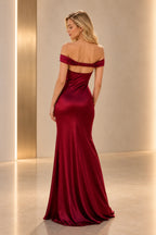 Elegant Satin Sheath Sweetheart Cap-Sleeve Cutout-Back Floor-Length Prom  Dress