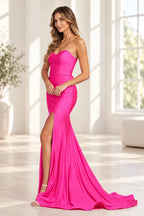 Elegant Satin Mermaid Sweetheart Sleeveless Cutout Back Floor-Length Prom Dress
